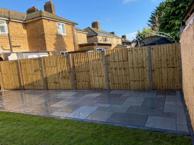 Fencing & Sandstone Patio: after